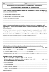 Cause - Conséquence - Examen Evaluation sur les propositions subordonnées : [Maternelle] 2eme Secondaire - PDF à imprimer
