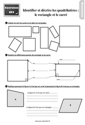 Identifier et décrire les quadrilatères (rectangles et carrés) - Exercices, révisions : 3eme Primaire