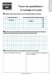 Tracer des quadrilatères - Fiches le rectangle et le carré - Exercices, révisions : 3eme Primaire - PDF à imprimer