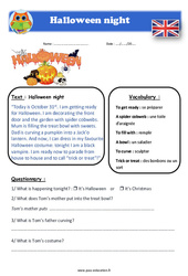 Halloween night - Anglais - Lecture - Level 3 : 4eme, 5eme Primaire - PDF à imprimer