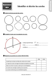 Identifier et décrire les cercles - Exercices, révisions : 3eme Primaire - PDF à imprimer