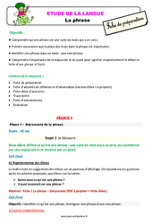 La phrase - Étude de la langue - Séquence - Fiche de préparation : 2eme Primaire - PDF à imprimer