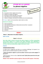 Les phrases négatives - Étude de la langue - Séquence - Fiche de préparation : 2eme Primaire - PDF à imprimer