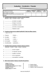 L’épopée - Examen Evaluation, bilan, contrôle avec la correction : 1ere Secondaire - PDF à imprimer