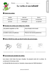 Le verbe et son infinitif - Étude de la langue - Exercices avec les corrections : 2eme Primaire - PDF à imprimer