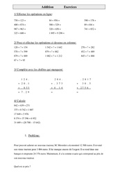 Addition - Exercices - Calculs - Mathématiques : 5eme Primaire - PDF à imprimer