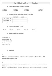 Division à 2 chiffres - Exercices - Calculs : 5eme Primaire - PDF à imprimer