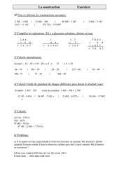 Soustraction - Exercices - Calculs : 5eme Primaire - PDF à imprimer