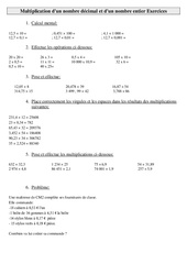Multiplication d'un nombre décimal et d'un nombre entier - Exercices - Calculs : 5eme Primaire - PDF à imprimer