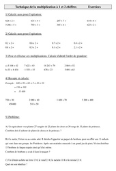 Technique de la multiplication à 1  chiffres - Exercices - Calculs : 5eme Primaire - PDF à imprimer