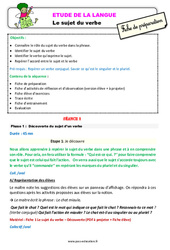 Le sujet du verbe - Étude de la langue - Fiche de préparation : 2eme Primaire - PDF à imprimer