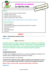 Le sujet du verbe - Étude de la langue - Séquence - Fiche de préparation : 2eme Primaire - PDF à imprimer