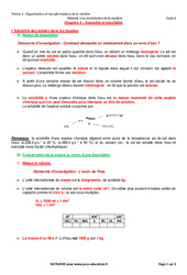 Solubilité et miscibilité - Cours : 1ere Secondaire - PDF à imprimer