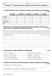 Temps composés + Présent - Examen Evaluation avec le corrigé : 2eme Secondaire - PDF à imprimer