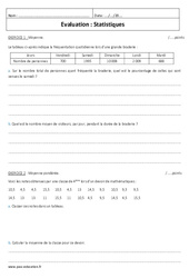 Statistiques - Examen Contrôle : 2eme Secondaire - PDF à imprimer