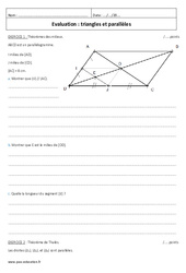 Triangles et parallèles - Examen Contrôle : 2eme Secondaire