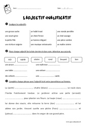 Adjectifs qualificatifs - Exercices  : 2eme Primaire - PDF à imprimer