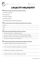 Adjectif qualificatif - Exercices  : 5eme Primaire - PDF à imprimer