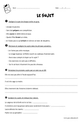 Sujet et groupe sujet - Exercices : 4eme Primaire - PDF à imprimer