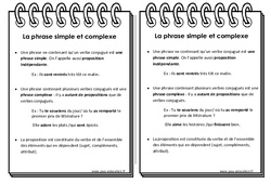 Phrase simple et complexe - Cours, Leçon : 5eme Primaire - PDF gratuit à imprimer