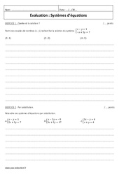 Systèmes d'équations - Examen Evaluation avec le corrigé : 3eme Secondaire - PDF à imprimer
