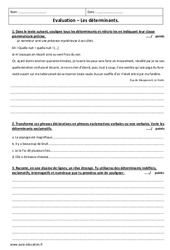 Déterminants indéfinis, exclamatifs, interrogatifs et numéraux - Examen Contrôle : 2eme Secondaire - PDF à imprimer