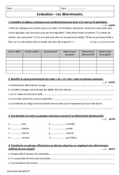 Déterminant possessif, démonstratif, interrogatif - Examen Evaluation : 2eme Secondaire - PDF à imprimer