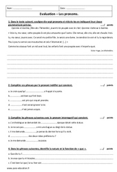 Pronom indéfini, interrogatif - Examen Contrôle : 2eme Secondaire - PDF à imprimer