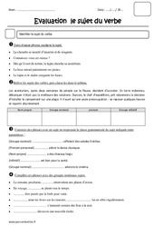 Sujet du verbe - Examen Evaluation - Bilan avec le corrigé : 4eme Primaire - PDF à imprimer
