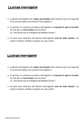 Phrase interrogative - Cours, Leçon : 3eme Primaire - PDF gratuit à imprimer