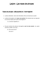 Types de phrases - Cours, Leçon : 2eme Primaire - PDF gratuit à imprimer
