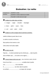 Verbe - Examen Evaluation - Bilan : 2eme Primaire - PDF à imprimer
