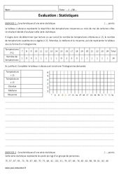 Statistiques - Examen Evaluation avec le corrigé : 3eme Secondaire - PDF à imprimer