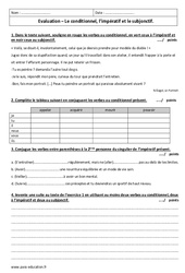 Conditionnel - Impératif - Subjonctif - Examen Contrôle : 2eme Secondaire - PDF à imprimer