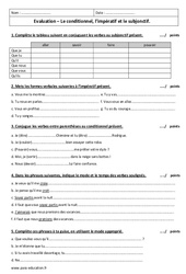 Conditionnel - Subjonctif - Impératif - Examen Evaluation : 2eme Secondaire - PDF à imprimer