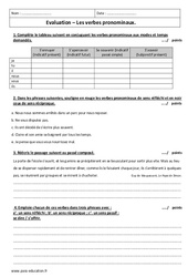 Verbes pronominaux - Examen Contrôle  : 2eme Secondaire - PDF à imprimer