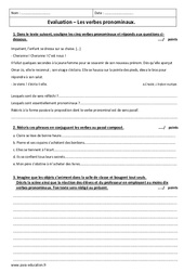 Forme pronominale - Verbes pronominaux - Examen Evaluation : 2eme Secondaire - PDF à imprimer
