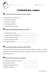 Infinitif - Exercices : 3eme Primaire - PDF à imprimer