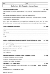 Orthographe des numéraux - Examen Evaluation avec le corrigé : 2eme Secondaire - PDF à imprimer