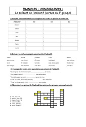 Exercices de conjugaison - Fiches Exercices sur la conjugaison au présent de l'indicatif des verbes du 3e groupe : 5eme Primaire - PDF à imprimer
