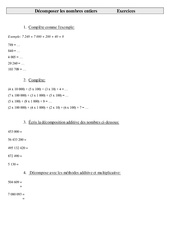 Décomposer les nombres entiers - Exercices - Numération : 5eme Primaire - PDF à imprimer