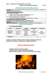 Combustion du carbone - Activité expérimentale avec les corrections : 2eme Secondaire - PDF à imprimer