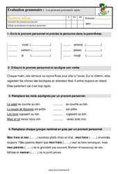 Pronoms personnels sujets - Étude de la langue - Examen Evaluation avec les corrigés : 2eme Primaire - PDF à imprimer