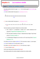 Utiliser les nombres relatifs - Cours : 1ere Secondaire - PDF à imprimer
