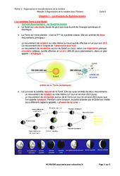 La structure du système solaire - Cours : 1ere Secondaire