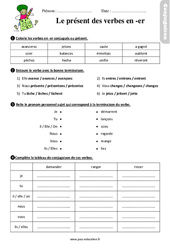 Présent des verbes en - er - Étude de la langue - Exercices avec les corrigés : 3eme Primaire - PDF à imprimer