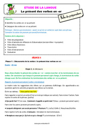 Présent des verbes en - er - Étude de la langue - Fiche de préparation : 2eme Primaire - PDF à imprimer