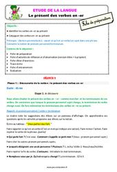 Présent des verbes en - er - Étude de la langue - Séquence - Fiche de préparation : 2eme Primaire - PDF à imprimer