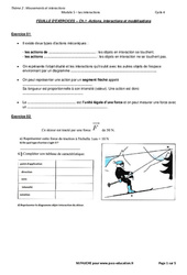 Actions, interactions et modélisations - Exercices avec les corrections : 2eme Secondaire - PDF à imprimer