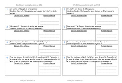 Multiplicatifs - Problèmes : 3eme Primaire - PDF à imprimer